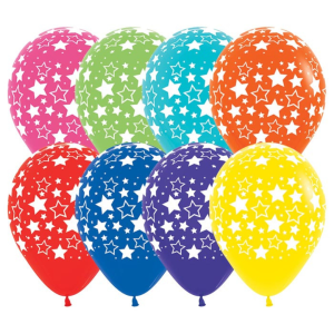 11 inch Sempertex Bold Stars Deluxe Latex Balloons All Over Print