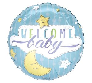 17" pkg Light Blue Welcome Baby Balloon