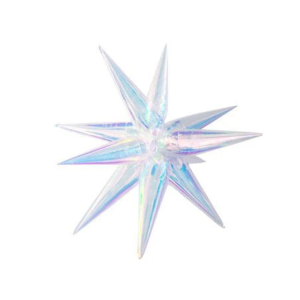 22 Star Burst Foil Balloons Small Iridescent