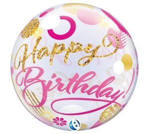 22" pkg Birthday Pink Bubble Balloon