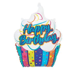 28" pkg Iced Cupcake HBD plastic film