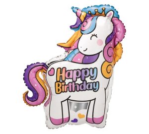 36" pkg Birthday Unicorn Shape Balloon