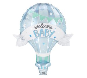 36" pkg Blue Welcome Baby Hot Air Balloon