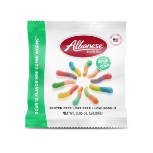 ALBANESE 12 FLAVOR SOUR MINI GUMMI WORMS 0.85OZ BAG