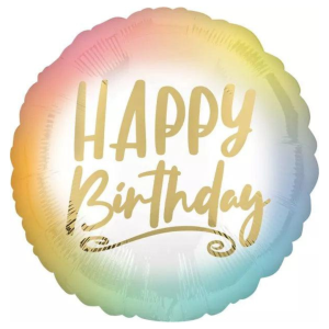 Anagram Ombre and Gold Happy Birthday 17in Foil Balloon 1ct