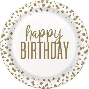 Confetti Gold Birthday 9 inch Plate 8ct