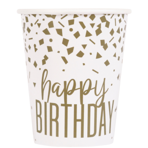 Confetti Gold Birthday 9oz Cup 8ct