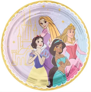 Disney Princess Metallic 7 inch Round Plates 8ct