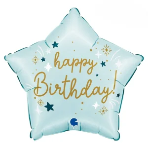 Grabo Happy Birthday Pastel Blue Star 18 inch Foil Balloon 1ct