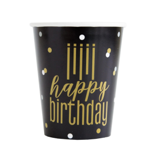 Happy Birthday Metallic Cup 9 ounce 8ct