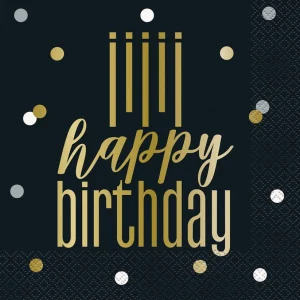 Happy Birthday Metallic Large Napkin 16ct