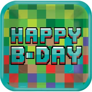 Pixel Party 9 inch Square Plates 8ct