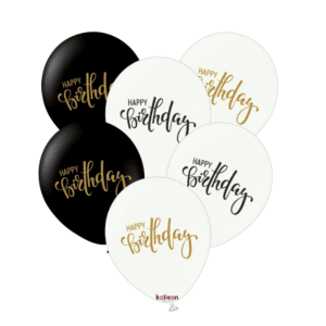 12" Kalisan Happy Birthday Balck and white (Print: Black and Gold)