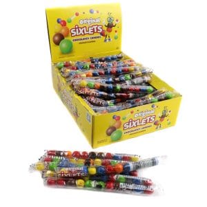 SIXLETS ORIGINAL CHOCOLATEY CANDIES 12 BALL 0.36OZ TUBE